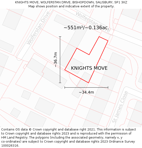 KNIGHTS MOVE, WOLFERSTAN DRIVE, BISHOPDOWN, SALISBURY, SP1 3XZ: Plot and title map