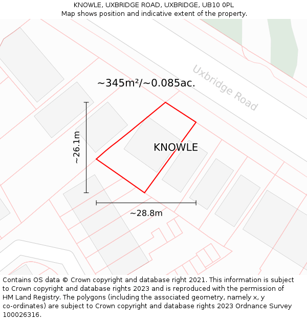 KNOWLE, UXBRIDGE ROAD, UXBRIDGE, UB10 0PL: Plot and title map