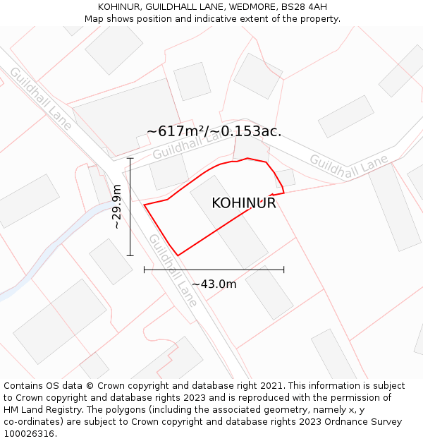 KOHINUR, GUILDHALL LANE, WEDMORE, BS28 4AH: Plot and title map