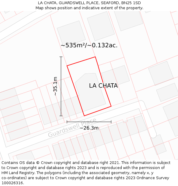 LA CHATA, GUARDSWELL PLACE, SEAFORD, BN25 1SD: Plot and title map