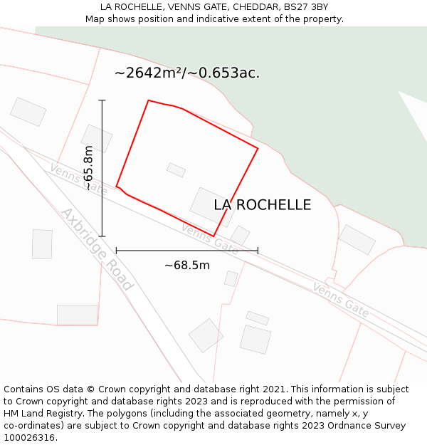 LA ROCHELLE, VENNS GATE, CHEDDAR, BS27 3BY: Plot and title map