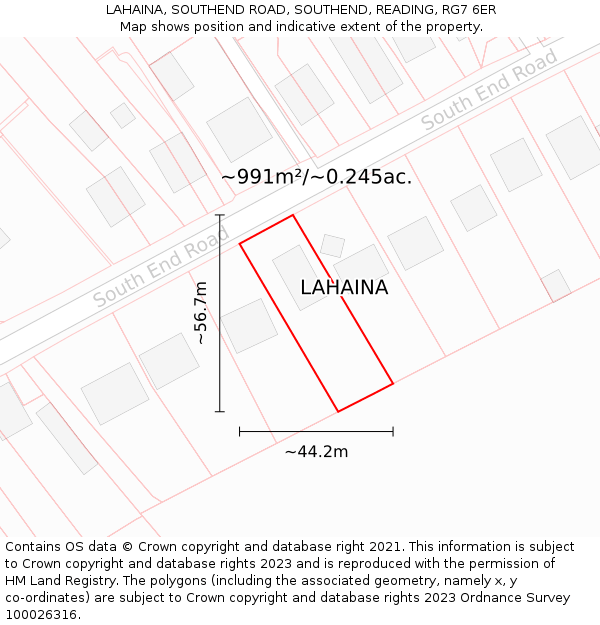 LAHAINA, SOUTHEND ROAD, SOUTHEND, READING, RG7 6ER: Plot and title map