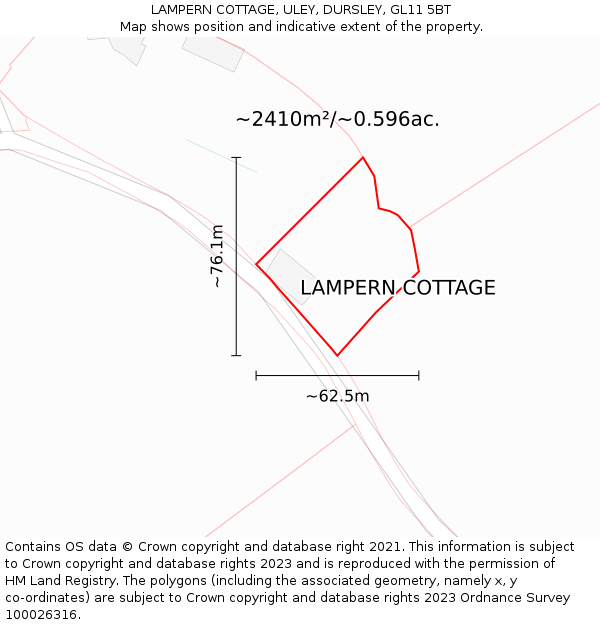 LAMPERN COTTAGE, ULEY, DURSLEY, GL11 5BT: Plot and title map