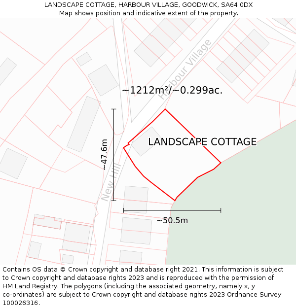 LANDSCAPE COTTAGE, HARBOUR VILLAGE, GOODWICK, SA64 0DX: Plot and title map