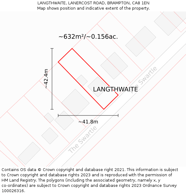 LANGTHWAITE, LANERCOST ROAD, BRAMPTON, CA8 1EN: Plot and title map