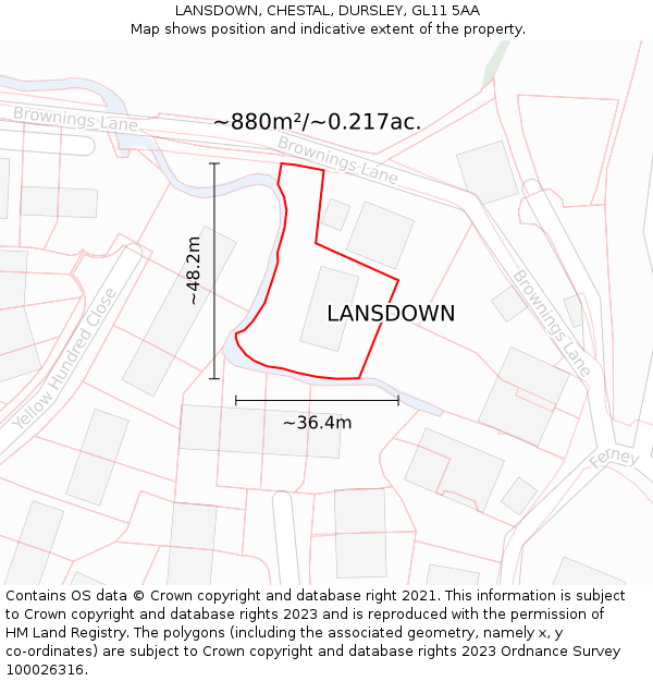 LANSDOWN, CHESTAL, DURSLEY, GL11 5AA: Plot and title map