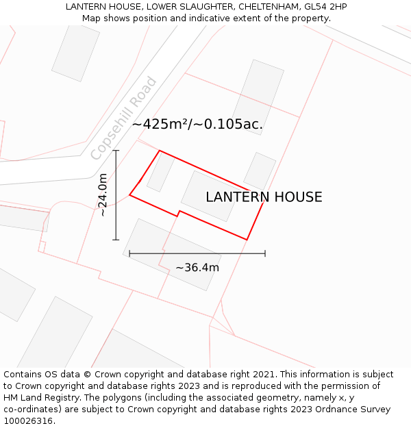 LANTERN HOUSE, LOWER SLAUGHTER, CHELTENHAM, GL54 2HP: Plot and title map