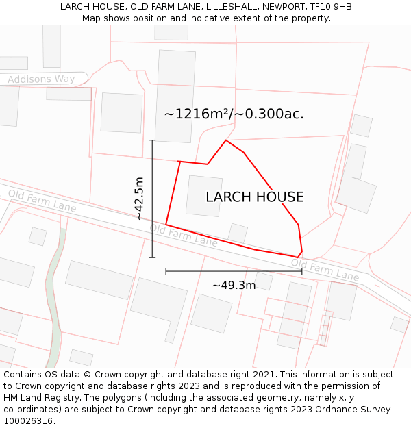 LARCH HOUSE, OLD FARM LANE, LILLESHALL, NEWPORT, TF10 9HB: Plot and title map
