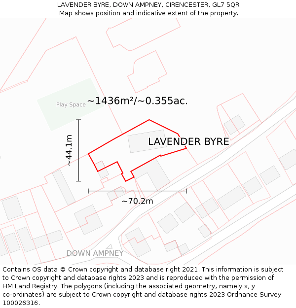 LAVENDER BYRE, DOWN AMPNEY, CIRENCESTER, GL7 5QR: Plot and title map