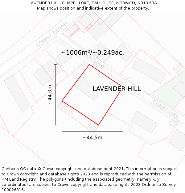 LAVENDER HILL, CHAPEL LOKE, SALHOUSE, NORWICH, NR13 6RA: Plot and title map