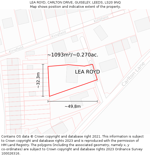 LEA ROYD, CARLTON DRIVE, GUISELEY, LEEDS, LS20 9NQ: Plot and title map