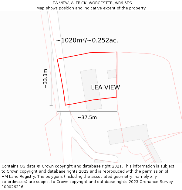 LEA VIEW, ALFRICK, WORCESTER, WR6 5ES: Plot and title map