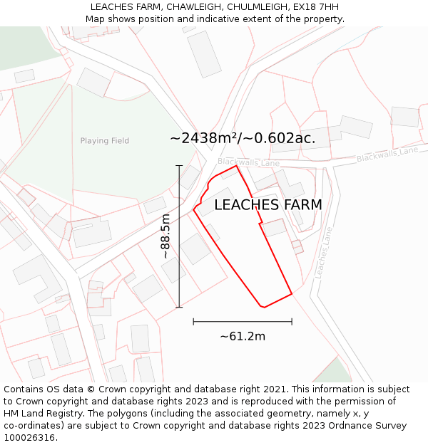 LEACHES FARM, CHAWLEIGH, CHULMLEIGH, EX18 7HH: Plot and title map