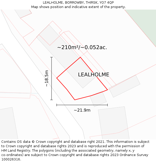 LEALHOLME, BORROWBY, THIRSK, YO7 4QP: Plot and title map