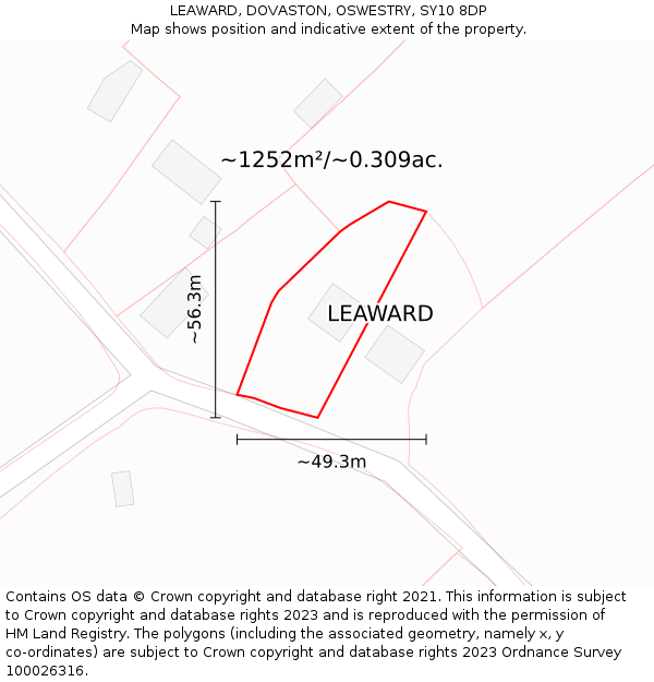 LEAWARD, DOVASTON, OSWESTRY, SY10 8DP: Plot and title map