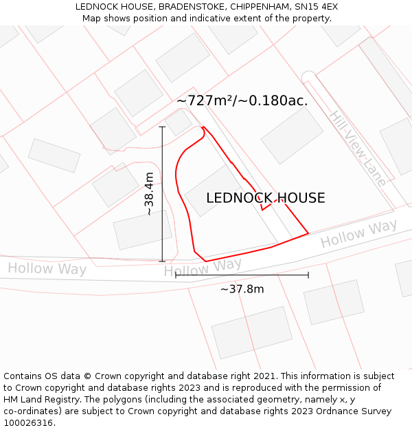 LEDNOCK HOUSE, BRADENSTOKE, CHIPPENHAM, SN15 4EX: Plot and title map