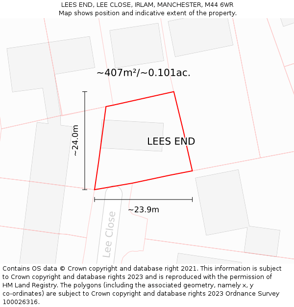 LEES END, LEE CLOSE, IRLAM, MANCHESTER, M44 6WR: Plot and title map