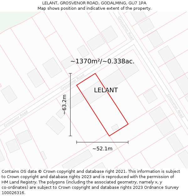 LELANT, GROSVENOR ROAD, GODALMING, GU7 1PA: Plot and title map