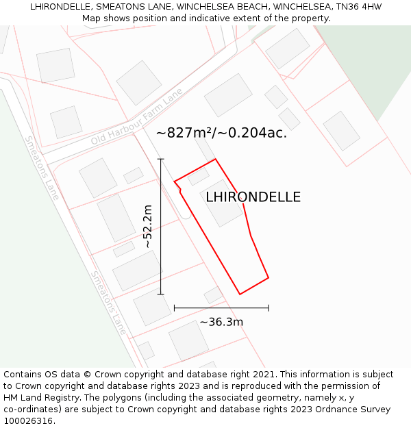 LHIRONDELLE, SMEATONS LANE, WINCHELSEA BEACH, WINCHELSEA, TN36 4HW: Plot and title map