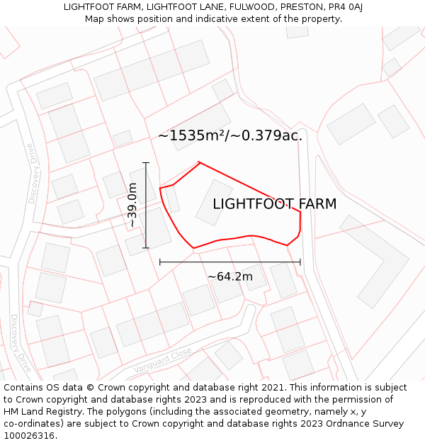 LIGHTFOOT FARM, LIGHTFOOT LANE, FULWOOD, PRESTON, PR4 0AJ: Plot and title map