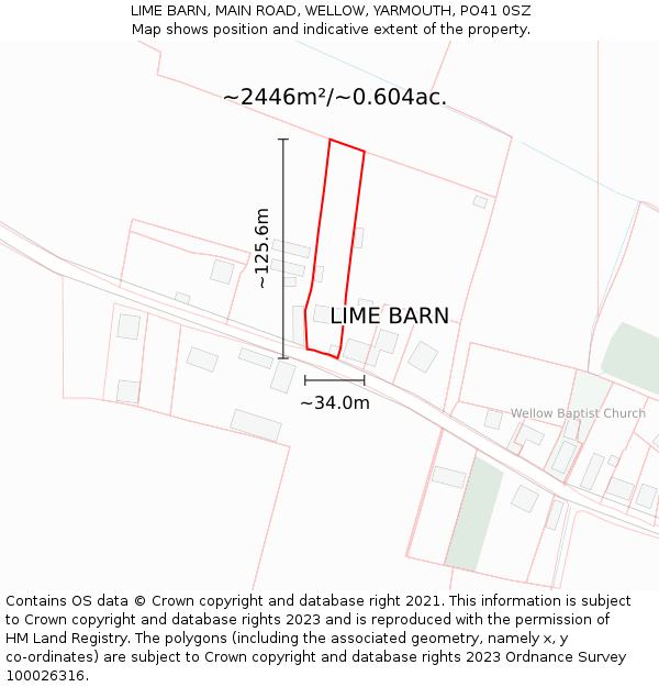 LIME BARN, MAIN ROAD, WELLOW, YARMOUTH, PO41 0SZ: Plot and title map