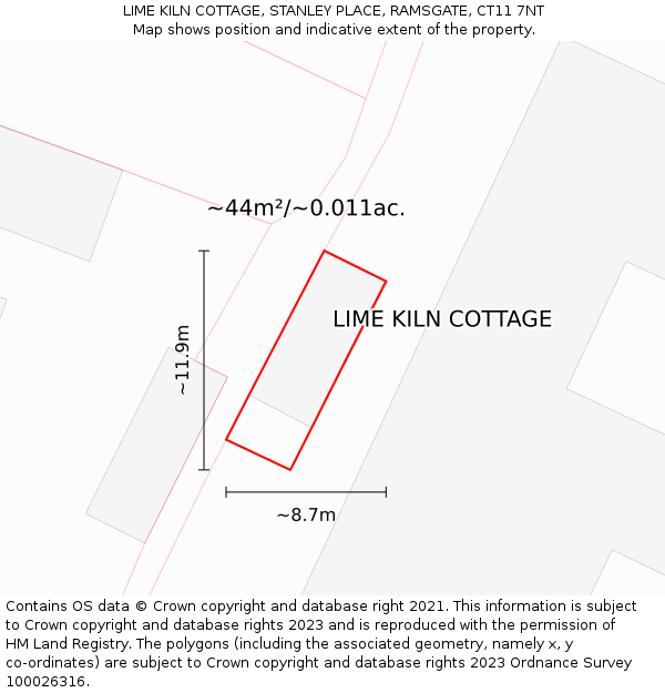 LIME KILN COTTAGE, STANLEY PLACE, RAMSGATE, CT11 7NT: Plot and title map