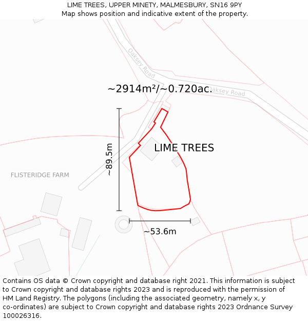 LIME TREES, UPPER MINETY, MALMESBURY, SN16 9PY: Plot and title map