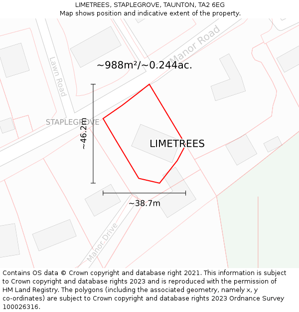 LIMETREES, STAPLEGROVE, TAUNTON, TA2 6EG: Plot and title map