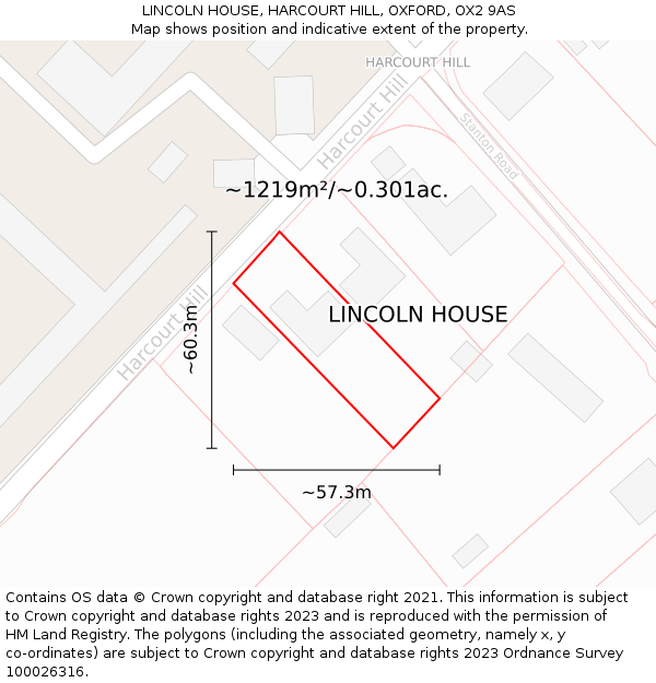 LINCOLN HOUSE, HARCOURT HILL, OXFORD, OX2 9AS: Plot and title map