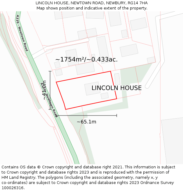 LINCOLN HOUSE, NEWTOWN ROAD, NEWBURY, RG14 7HA: Plot and title map