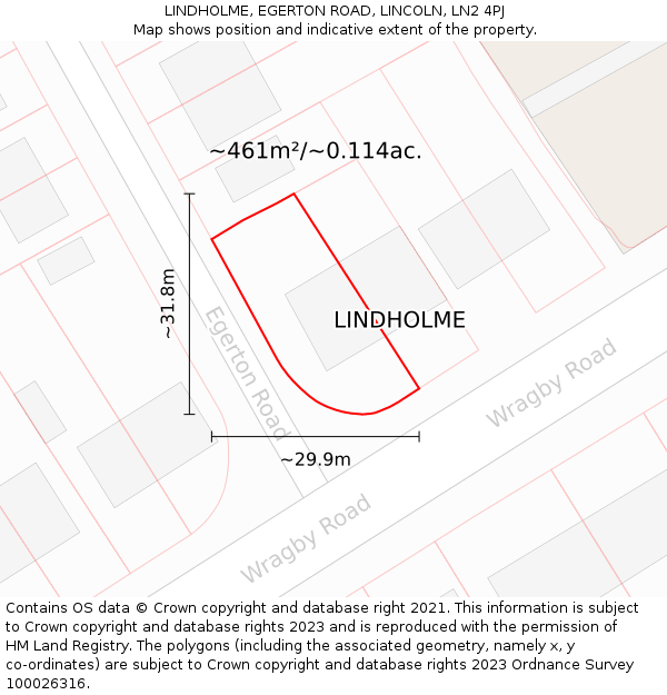 LINDHOLME, EGERTON ROAD, LINCOLN, LN2 4PJ: Plot and title map