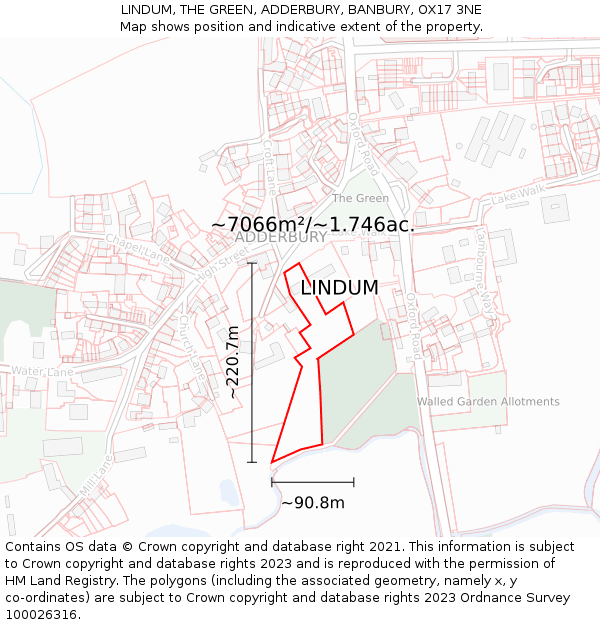 LINDUM, THE GREEN, ADDERBURY, BANBURY, OX17 3NE: Plot and title map