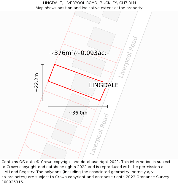 LINGDALE, LIVERPOOL ROAD, BUCKLEY, CH7 3LN: Plot and title map