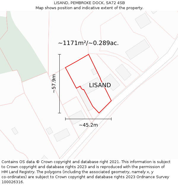 LISAND, PEMBROKE DOCK, SA72 4SB: Plot and title map