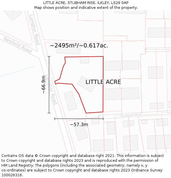 LITTLE ACRE, STUBHAM RISE, ILKLEY, LS29 0AP: Plot and title map