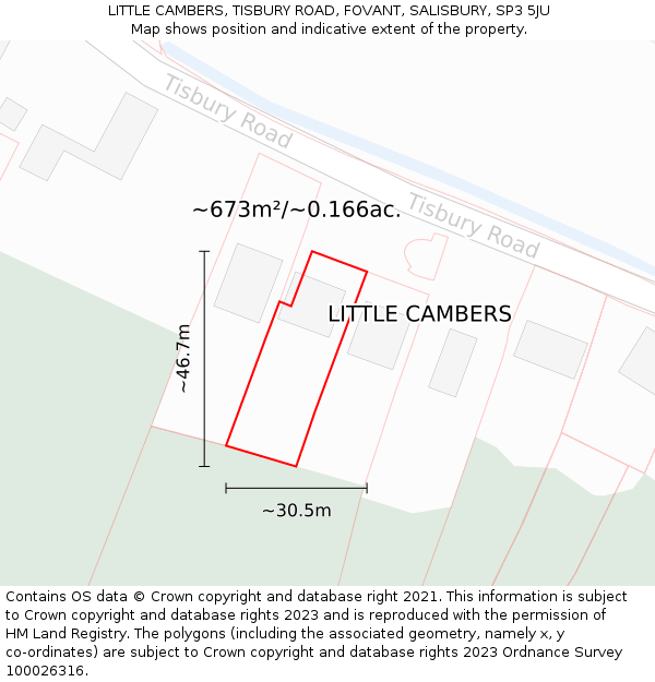 LITTLE CAMBERS, TISBURY ROAD, FOVANT, SALISBURY, SP3 5JU: Plot and title map