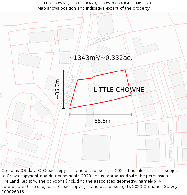 LITTLE CHOWNE, CROFT ROAD, CROWBOROUGH, TN6 1DR: Plot and title map