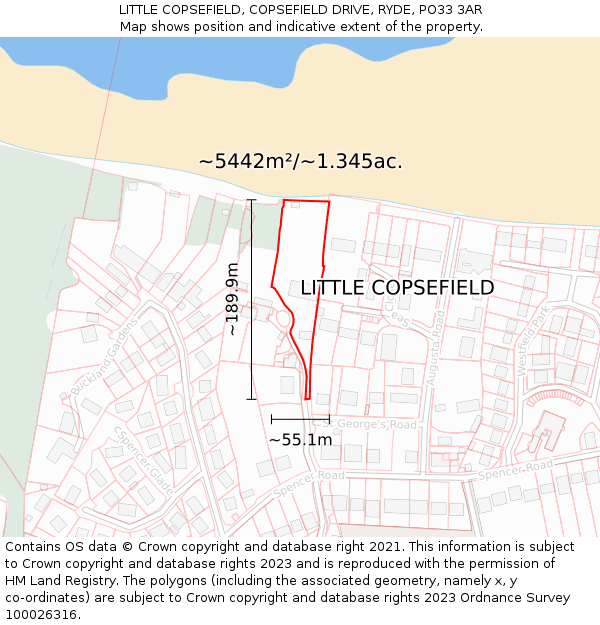 LITTLE COPSEFIELD, COPSEFIELD DRIVE, RYDE, PO33 3AR: Plot and title map