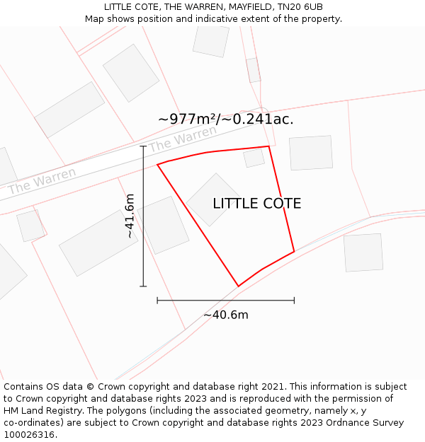 LITTLE COTE, THE WARREN, MAYFIELD, TN20 6UB: Plot and title map