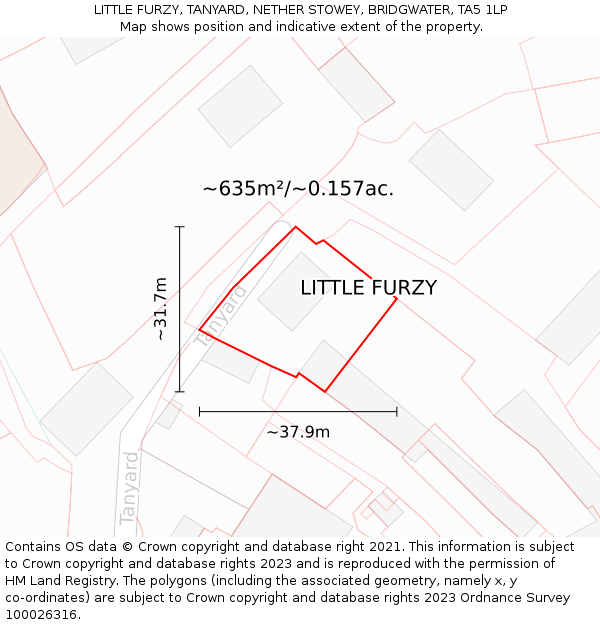 LITTLE FURZY, TANYARD, NETHER STOWEY, BRIDGWATER, TA5 1LP: Plot and title map