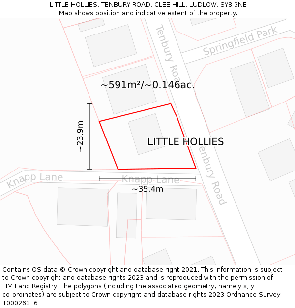 LITTLE HOLLIES, TENBURY ROAD, CLEE HILL, LUDLOW, SY8 3NE: Plot and title map