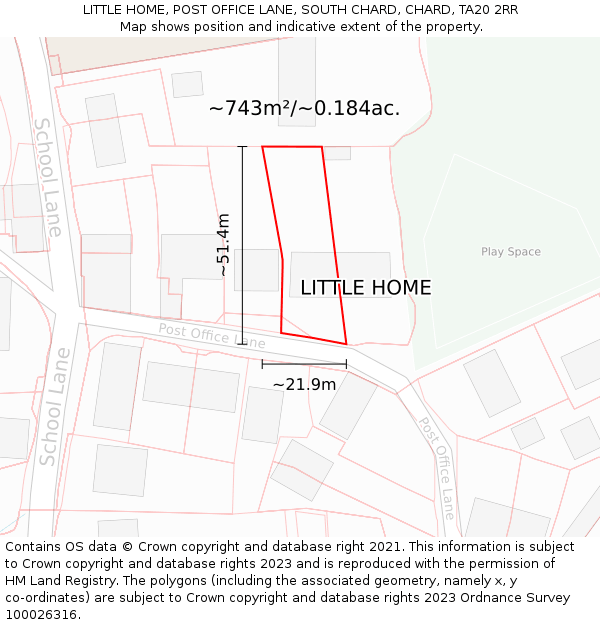 LITTLE HOME, POST OFFICE LANE, SOUTH CHARD, CHARD, TA20 2RR: Plot and title map