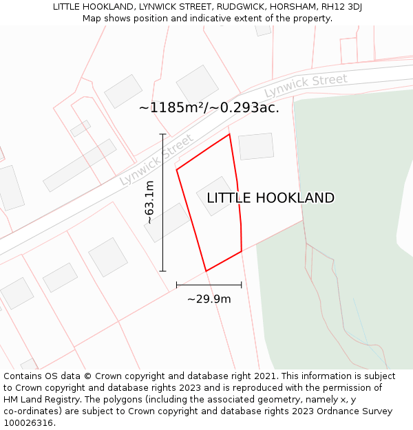 LITTLE HOOKLAND, LYNWICK STREET, RUDGWICK, HORSHAM, RH12 3DJ: Plot and title map