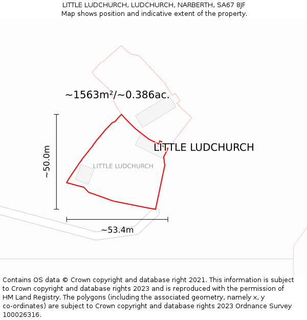 LITTLE LUDCHURCH, LUDCHURCH, NARBERTH, SA67 8JF: Plot and title map