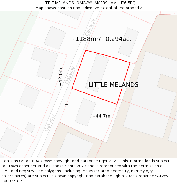 LITTLE MELANDS, OAKWAY, AMERSHAM, HP6 5PQ: Plot and title map