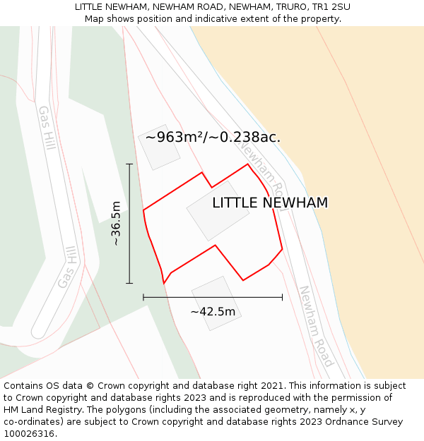 LITTLE NEWHAM, NEWHAM ROAD, NEWHAM, TRURO, TR1 2SU: Plot and title map