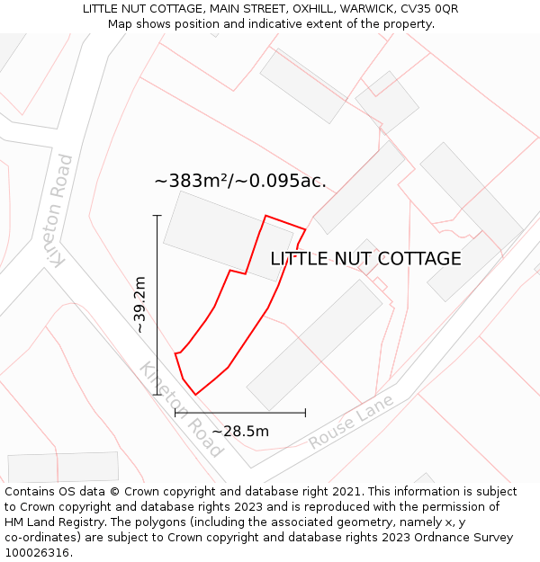 LITTLE NUT COTTAGE, MAIN STREET, OXHILL, WARWICK, CV35 0QR: Plot and title map