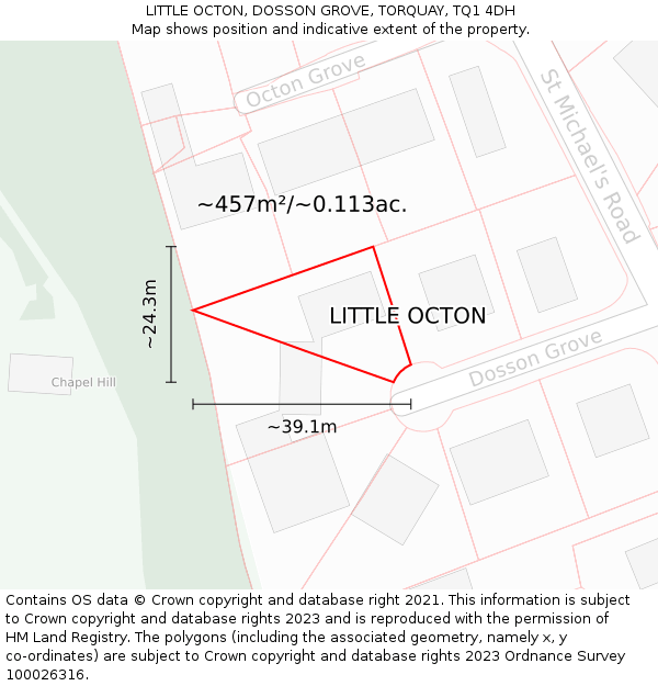 LITTLE OCTON, DOSSON GROVE, TORQUAY, TQ1 4DH: Plot and title map