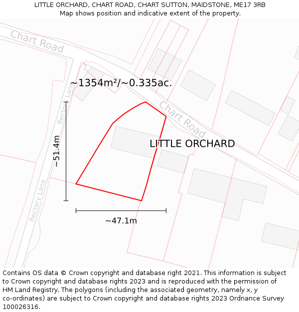 LITTLE ORCHARD, CHART ROAD, CHART SUTTON, MAIDSTONE, ME17 3RB: Plot and title map