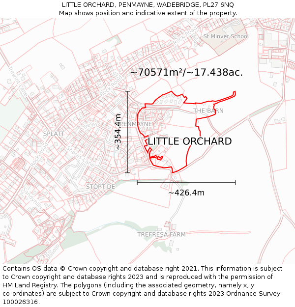 LITTLE ORCHARD, PENMAYNE, WADEBRIDGE, PL27 6NQ: Plot and title map